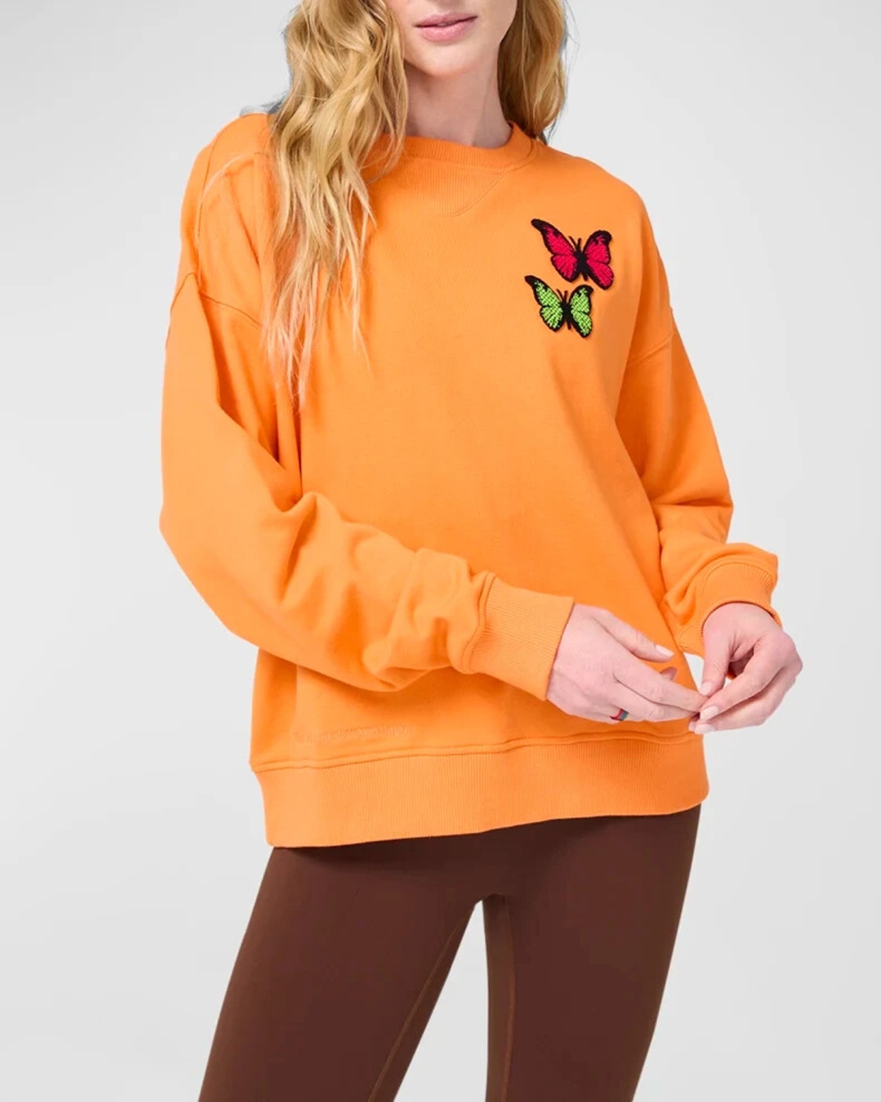 Terez Butterfly Sweatshirt Size M Crewneck Aperol Orange Womens New